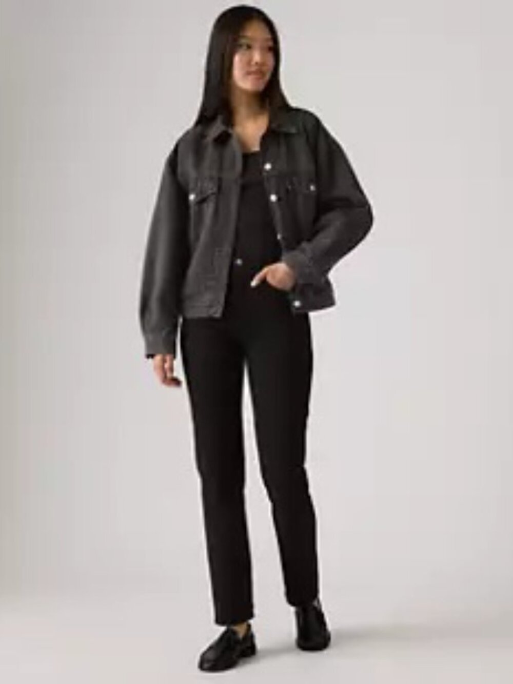 LEVI'S Wedgie Straight Women's Button-Fly Black Ankle Jeans - 26 x 28 - NEW NWT